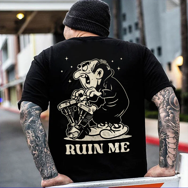 RUIN ME Old Man&Engine Print Men's T-shirt