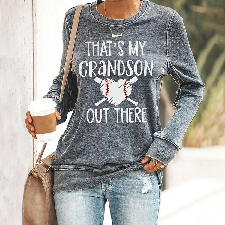 Comstylish Women's That's My Grandson out Ther Print Casaul Sweatshirt