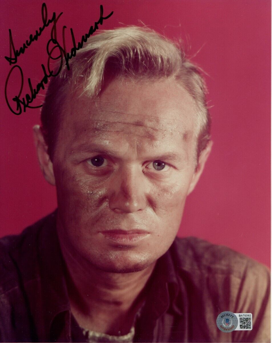 Richard Widmark Signed Autographed 8X10 Photo Poster painting Kiss of Death Actor BAS BA70392