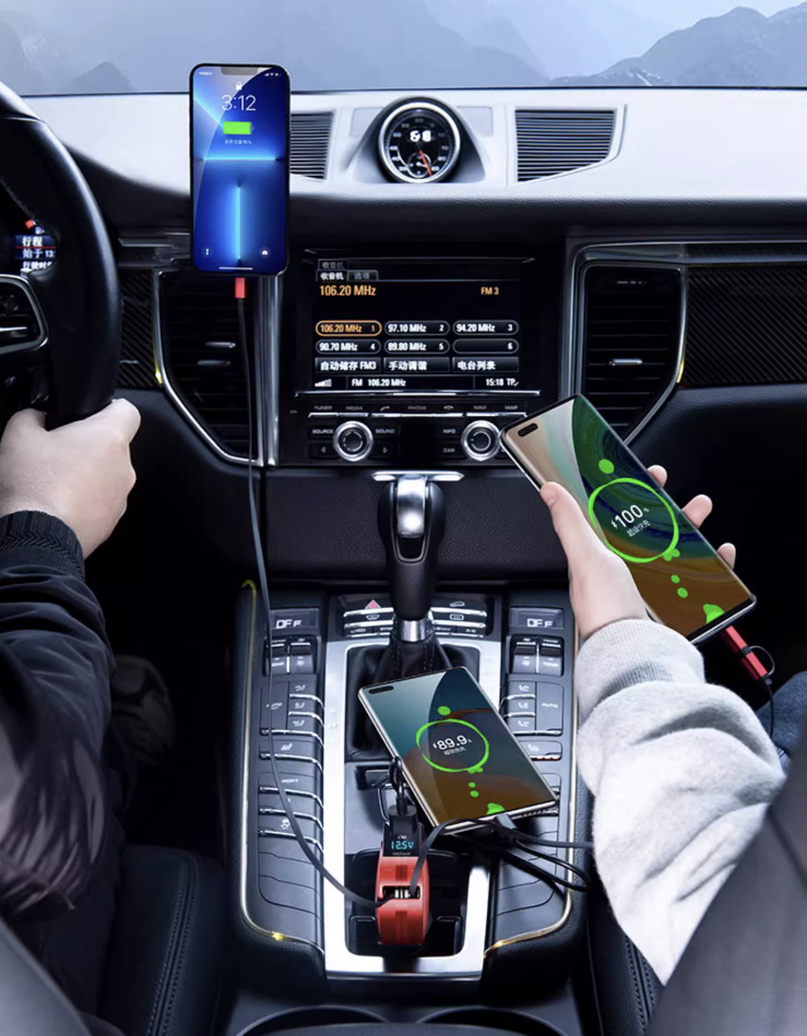 Multifunctional retractable car charger