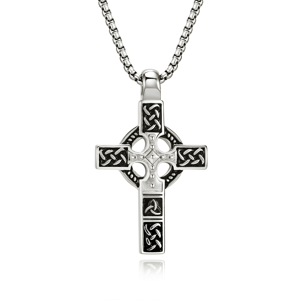 Celtic Knot Titanium Steel Cross Necklace