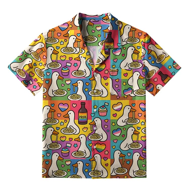 Pride Japanese Goose Eat Spaghetti Aloha Hawaiian Shirt