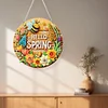 (US Only)Acrylic 2D Flat Hello Spring DIY Hanging Diamond Art Kits Wall Door Decoration