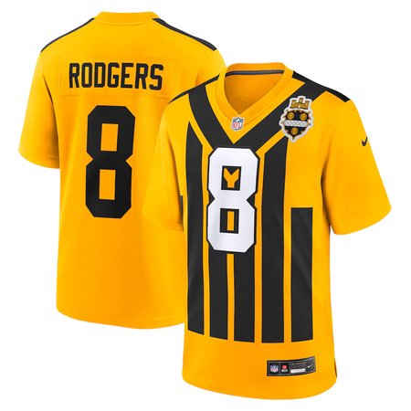 Men's Pittsburgh Steelers #8 Aaron Rodgers  Gold Alternate 1933 Throwback Game Jersey