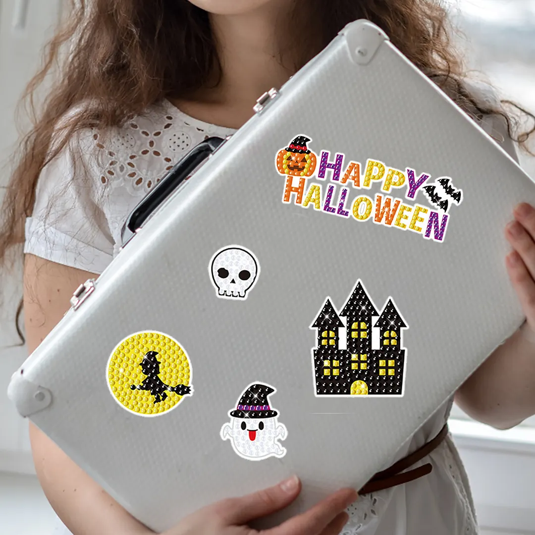 DIY Diamond Painting Sticker Diamond Art Stickers Arts and Crafts Decorative Diamond Stickers for Birthday Party Halloween Christmas Gifts (Halloween party)
