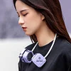 Mechanical style hanging neck electric fan bladeless hanging neck fan with light for boys and girls mini charging lazy storage