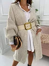 Knitted Cotton Bishop Sleeves Cardigan Tops