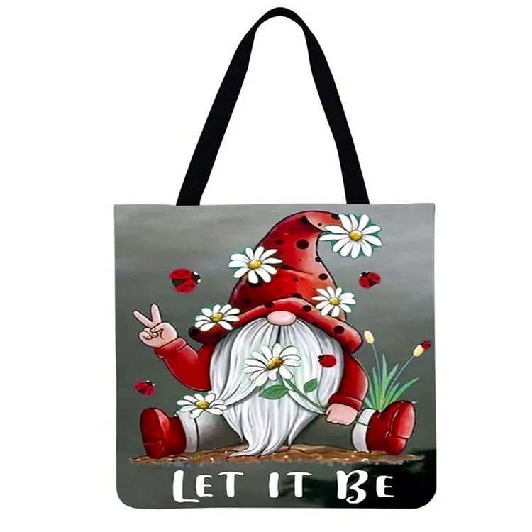 Linen Eco-friendly Tote Bag - Santa Flower