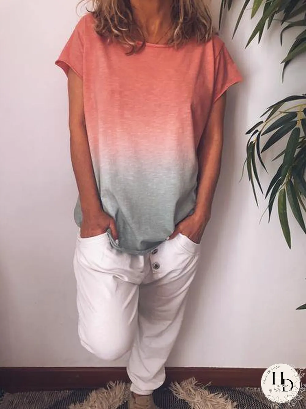 Women Cotton Crew Neck Plus Size Casual Short Sleeve T-shirt