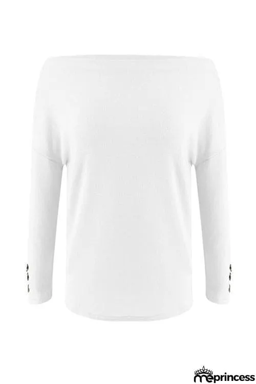 Button Dew Shoulder T Shirt