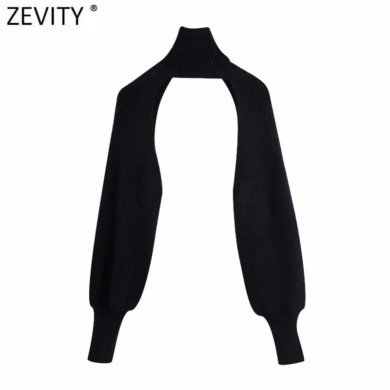Zevity New Women Turtleneck Collar Long sleeve Knitting Sweater Femme Chic design Casual Pullovers High Street Ladies Tops S434
