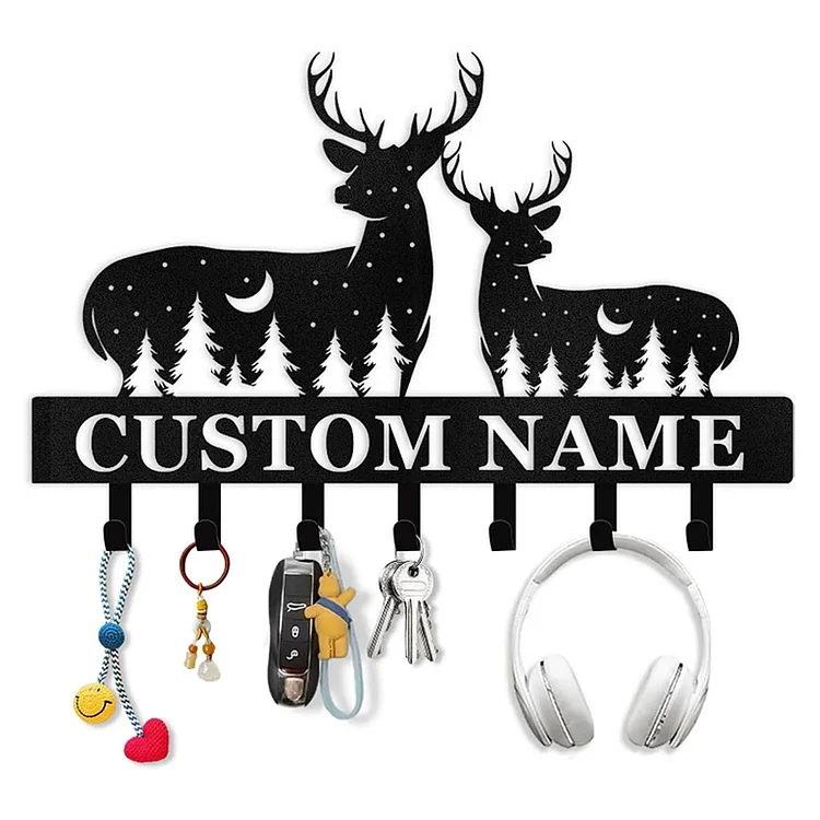 Custom Name Metal Key Holder Wall Mount, Personalized Band Design Key Hanger for Wall Art Decor, Keys Holder on Wall Organizer Rack for Home Living Room Entryway Hallway Office