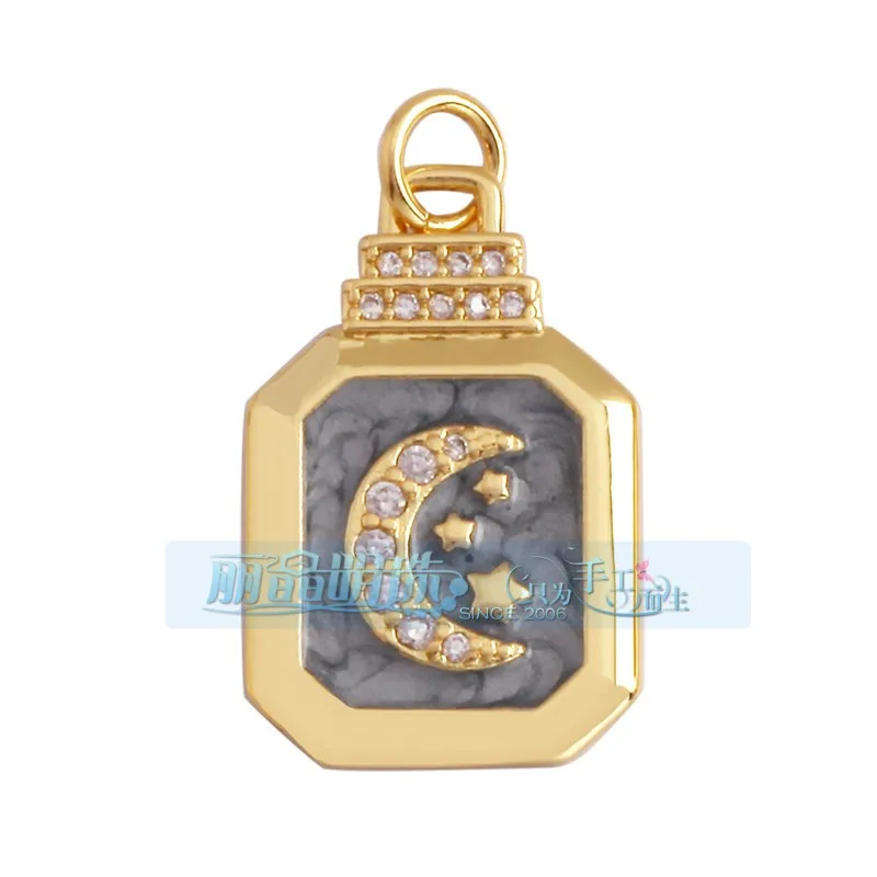 1 Piece 12 * 23mm 15*15mm 5*12mm Hole 5~5.9mm Half 925 Silver Zircon Sun Moon Pendant Jewelry Accessories