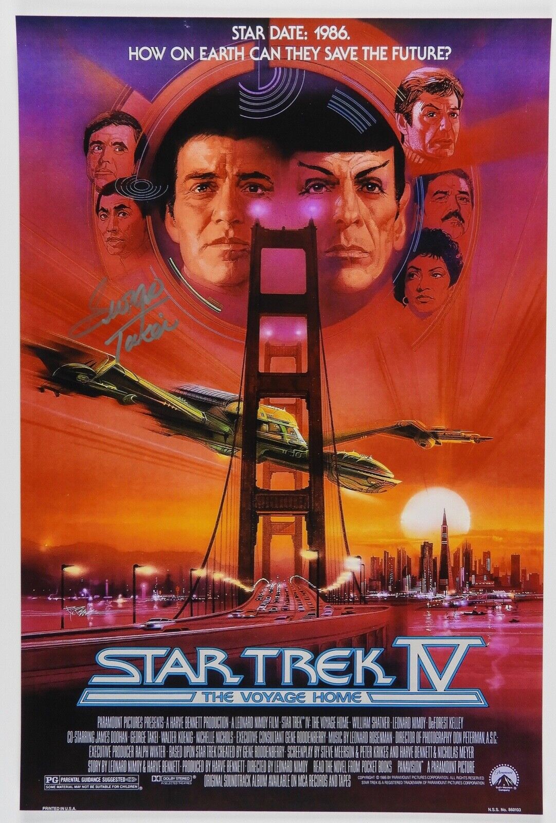 Star Trek IV George Takei Autograph JSA 12 x 18 Signed Photo Poster painting