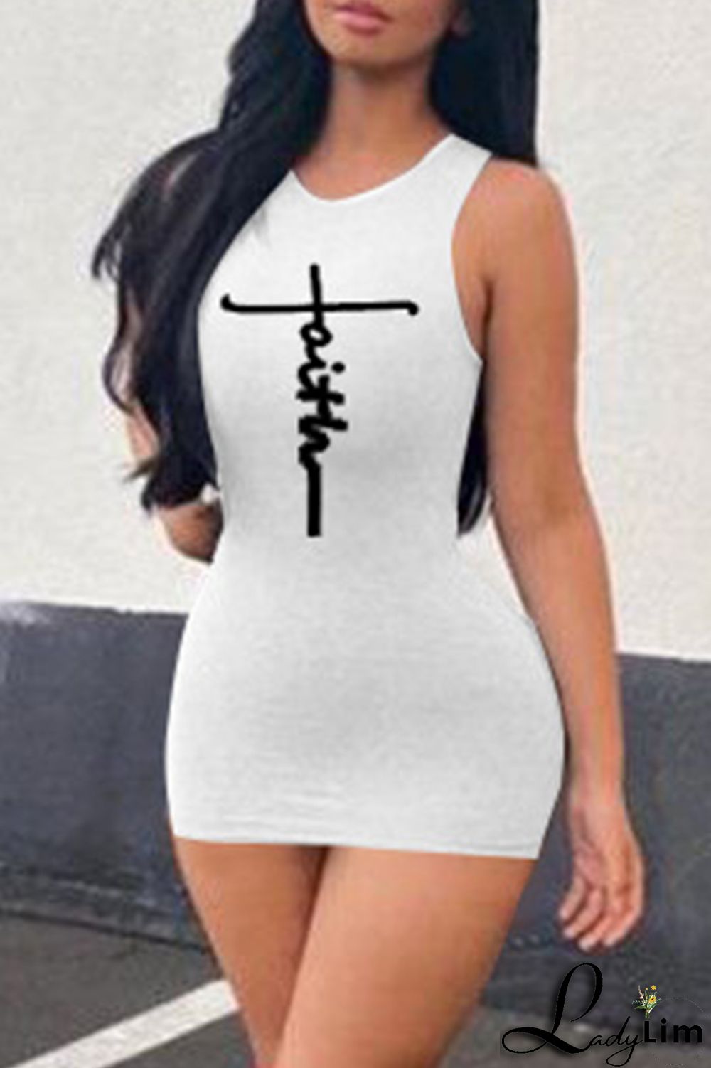 Green Fashion Casual Print Basic O Neck Sleeveless Dress