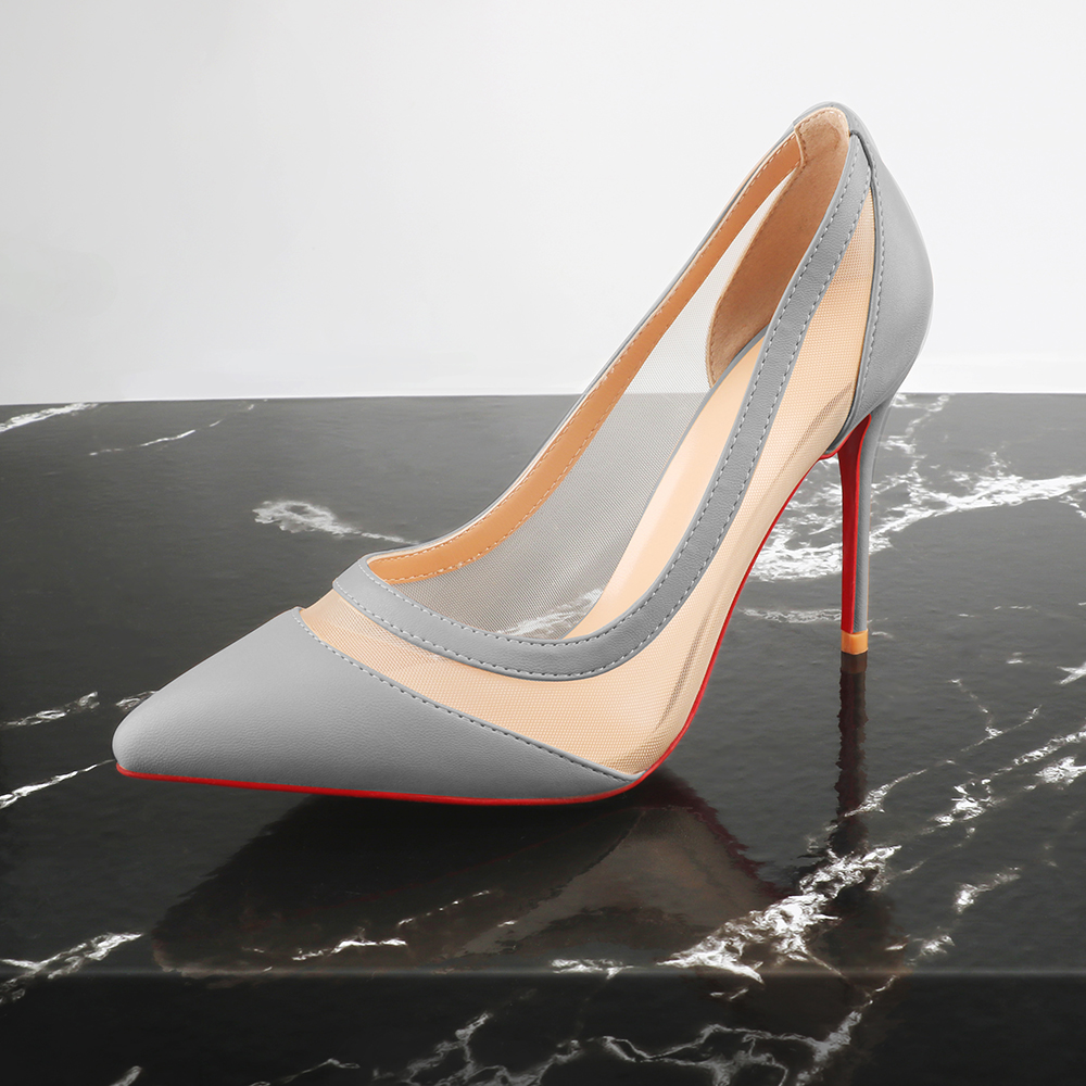 100mm/120mm Women's Breathable Mesh Pointed Toe Matte High Heel Sandals  Red Bottoms Pumps