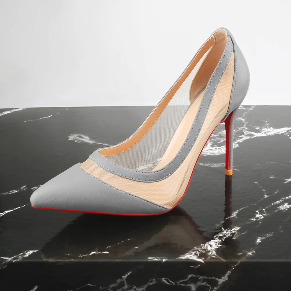 100mm/120mm Women's Breathable Mesh Pointed Toe Matte High Heel Sandals  Red Bottoms Pumps