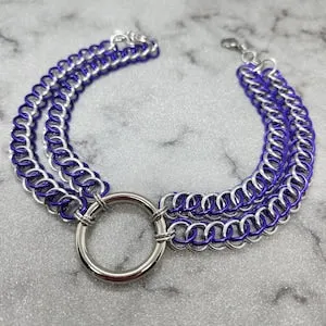 pornhint Pornhint Silver O-ring Double Chain Chainmail Choker