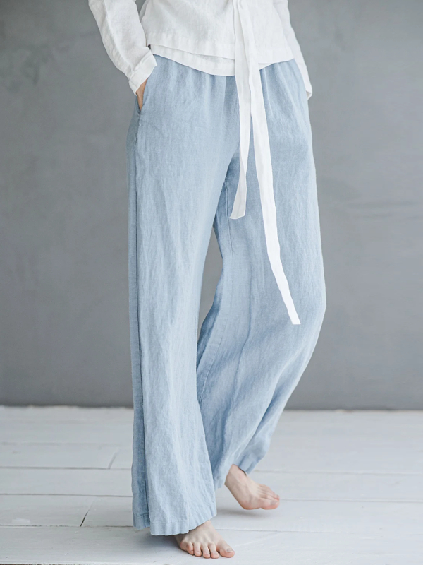 Women's Elastic Waist Linen Trousers tjj Shicloths