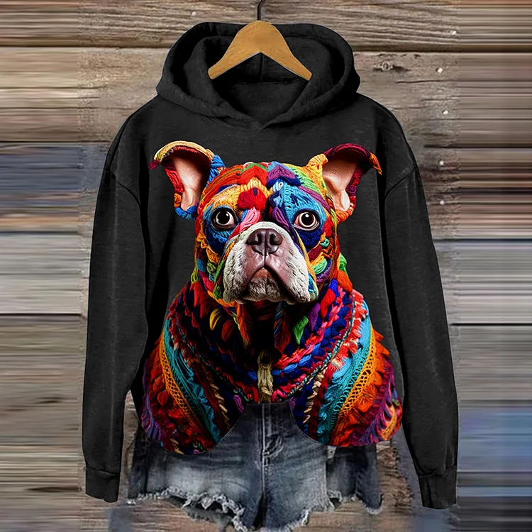 VChics Dog Art Print Casual Hoodie Sweatshirt