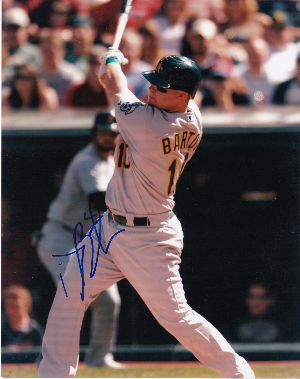 DARIC BARTON OAKLAND A'S ACTION SIGNED 8x10