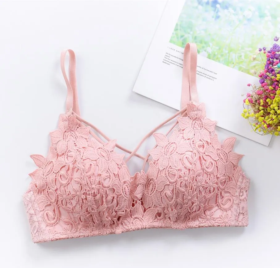 DERUILADY Sexy Lingerie Women Lace Floral Embroidery Bra Underwear Fashion Seamless Push Up Bras Wireless Adjusted Bralette