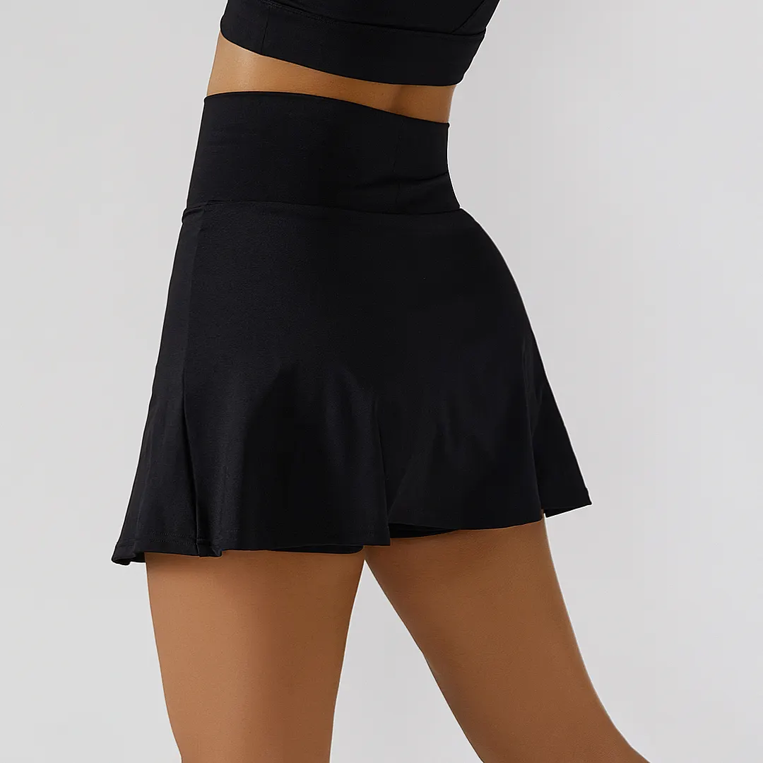 Women's Pleated Mini Sports Yoga Tennis Skirt With Shorts Underneath