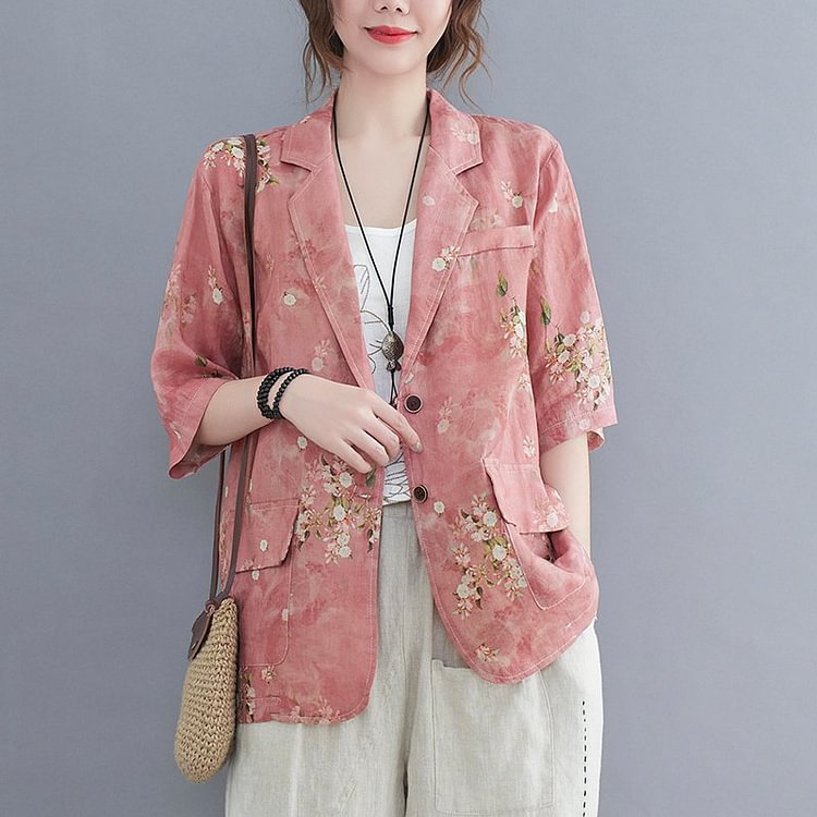 As Picture Floral Casual Printed Outerwear