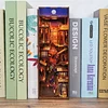 3D Wooden Puzzle Dollhouse with Sensor Light Bookshelf Insert Decor Mini Furniture Book Nook