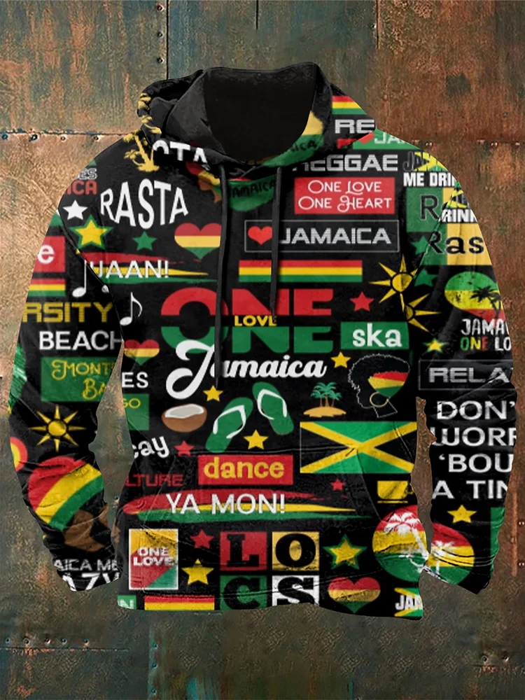Jamaica One Love Culture Print Hooded Sweatshirt