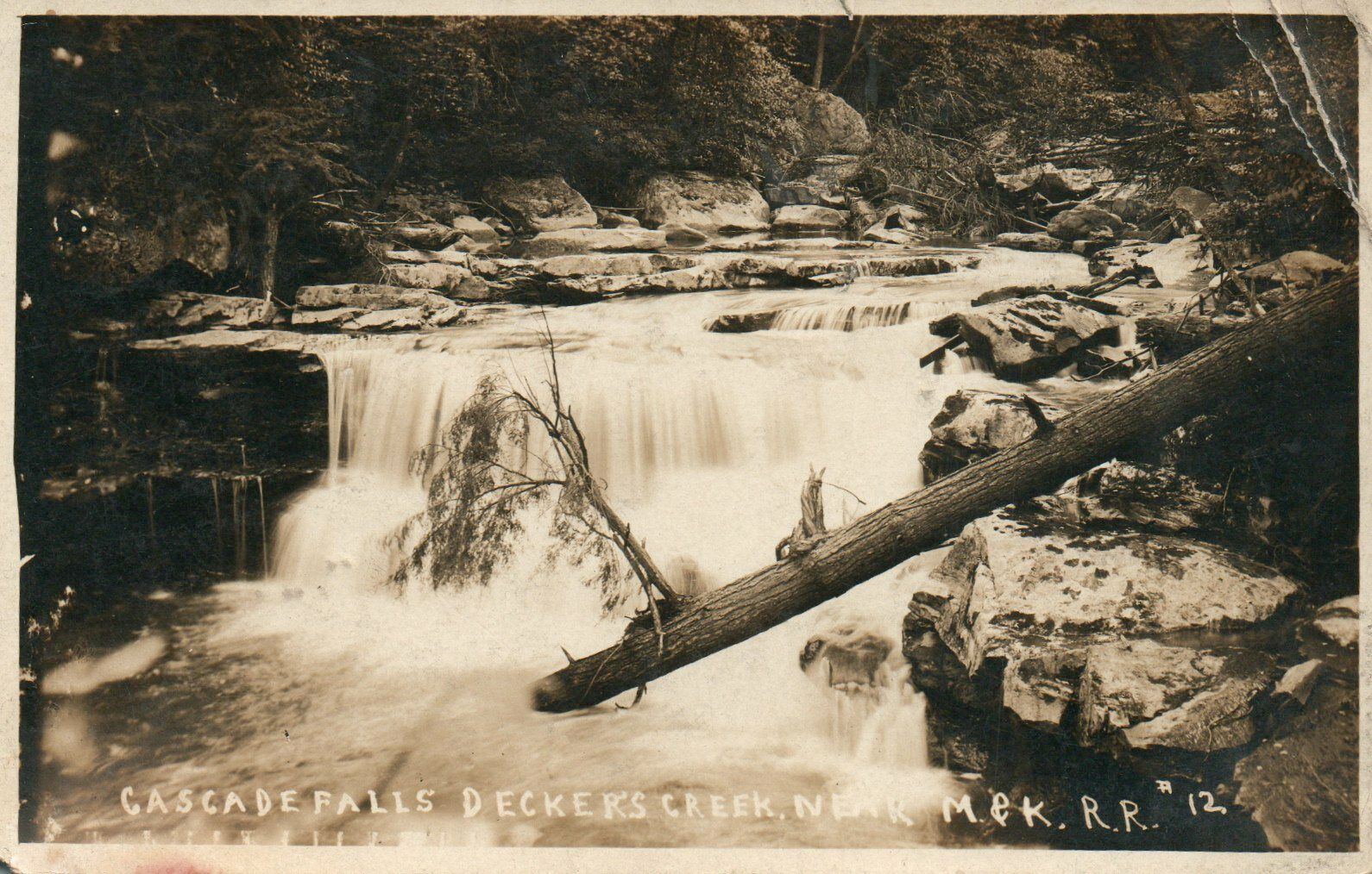 Cascade Falls Decker's Creek Real Photo Poster painting RPPC Postcard