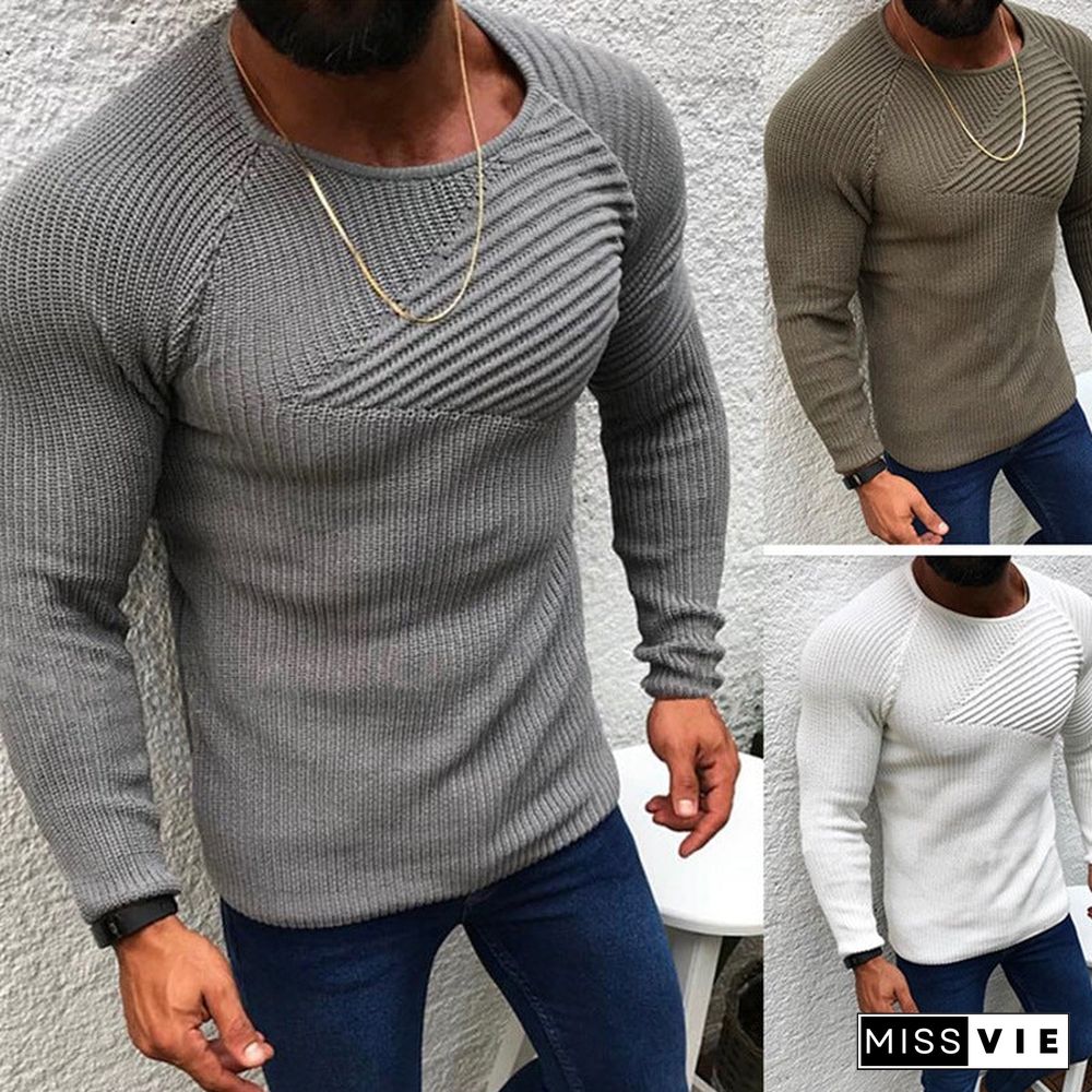 Autumn and Winter Slim Fitting Long Sleeve Round Neck Pullover Sweater Top