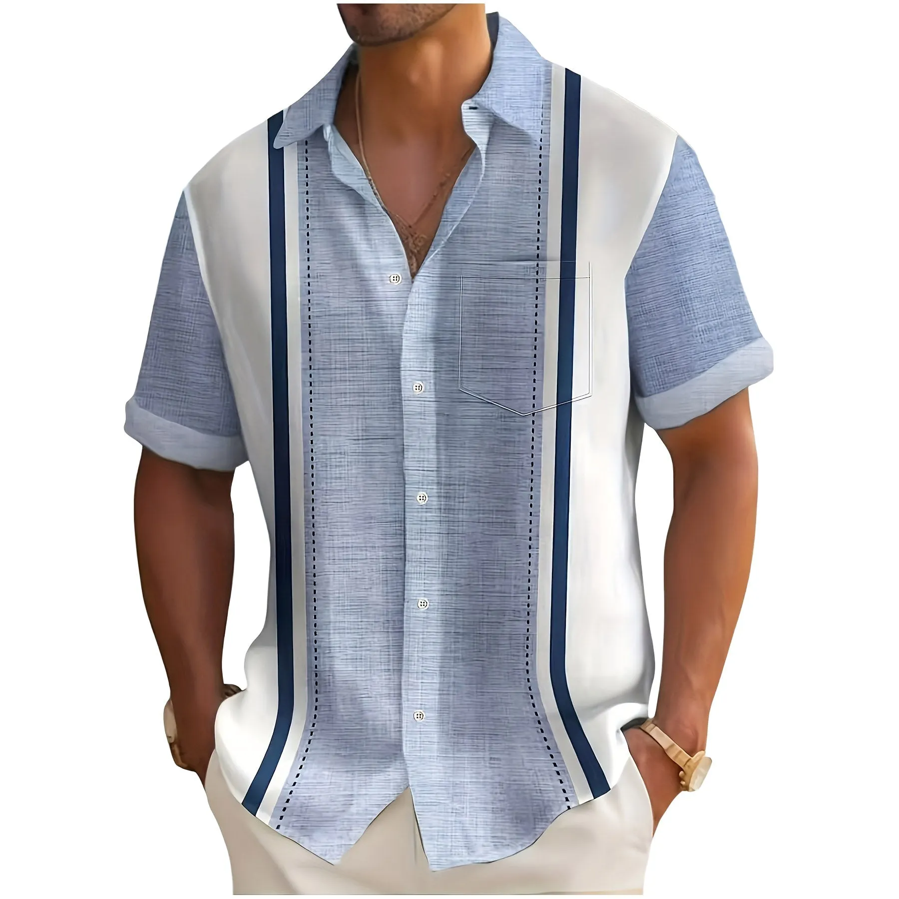 Stijn striped resort shirt in blue