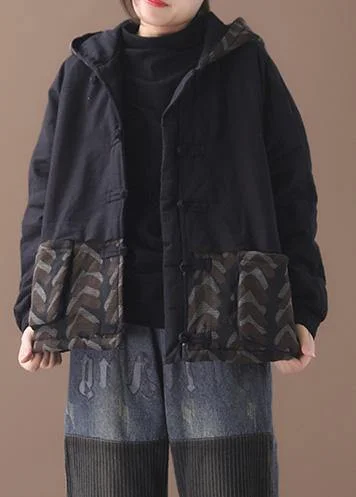Warm black women parka plus size Jackets & Coats patchwork hooded short outwear