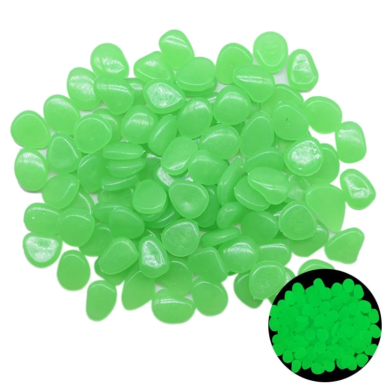 200Pcs Luminous Stone Glow In Dark Garden Pebbles Glow Stones for Outdoor Lawn Walkways Home Decoration Fish Tank Aquarium Rocks