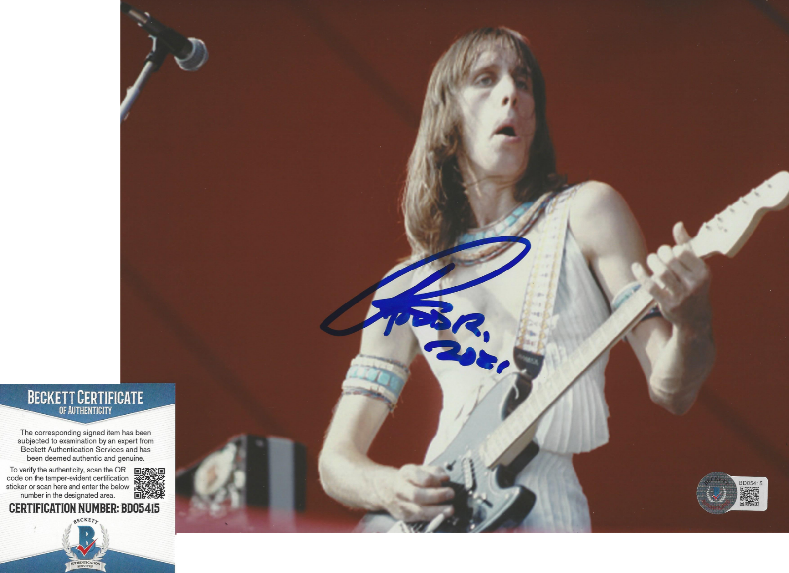 SINGER TODD RUNDGREN SIGNED 8x10 Photo Poster painting D UTOPIA GUITAR PROOF BECKETT COA BAS