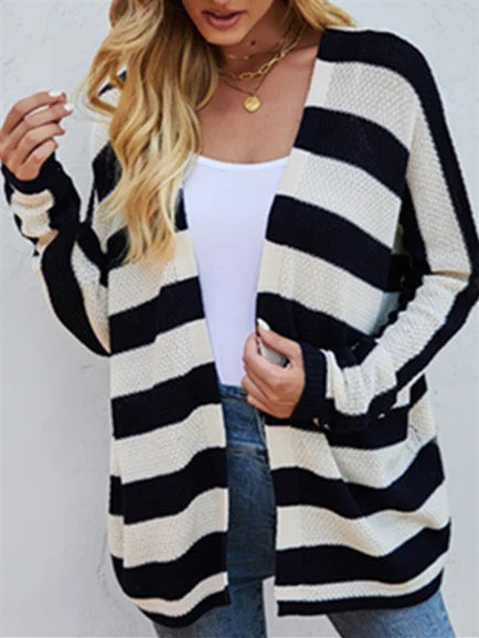 Women's  V-neck Stitching Twist Knitting Long Sleeved Top