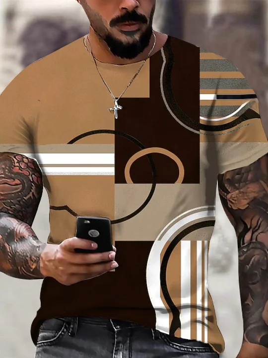 Men's T-Shirt 3D Print Short Sleeve Casual Tops