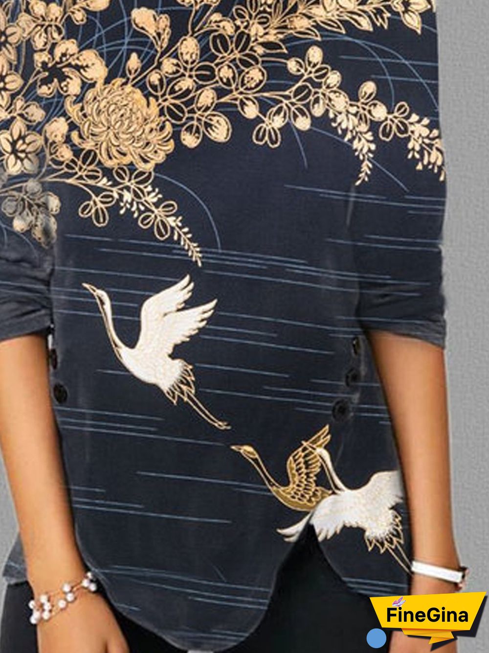 Plus Size Long Sleeve Vintage T-shirt