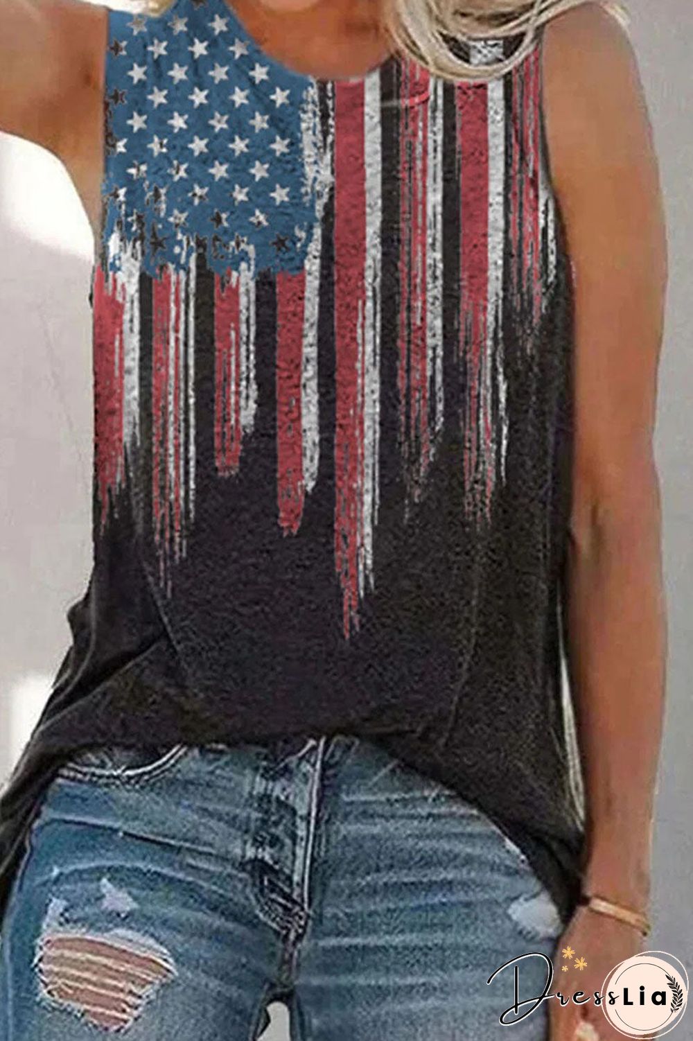 Fashion Street Print Patchwork O Neck Tops