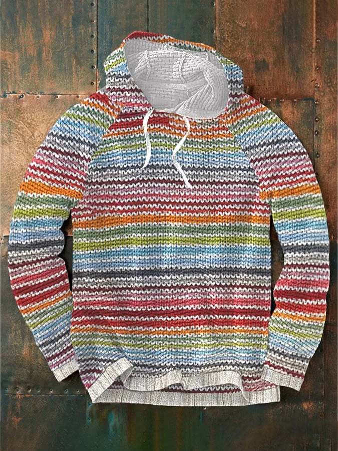 Men's Vintage Colorful Striped Sweatshirt
