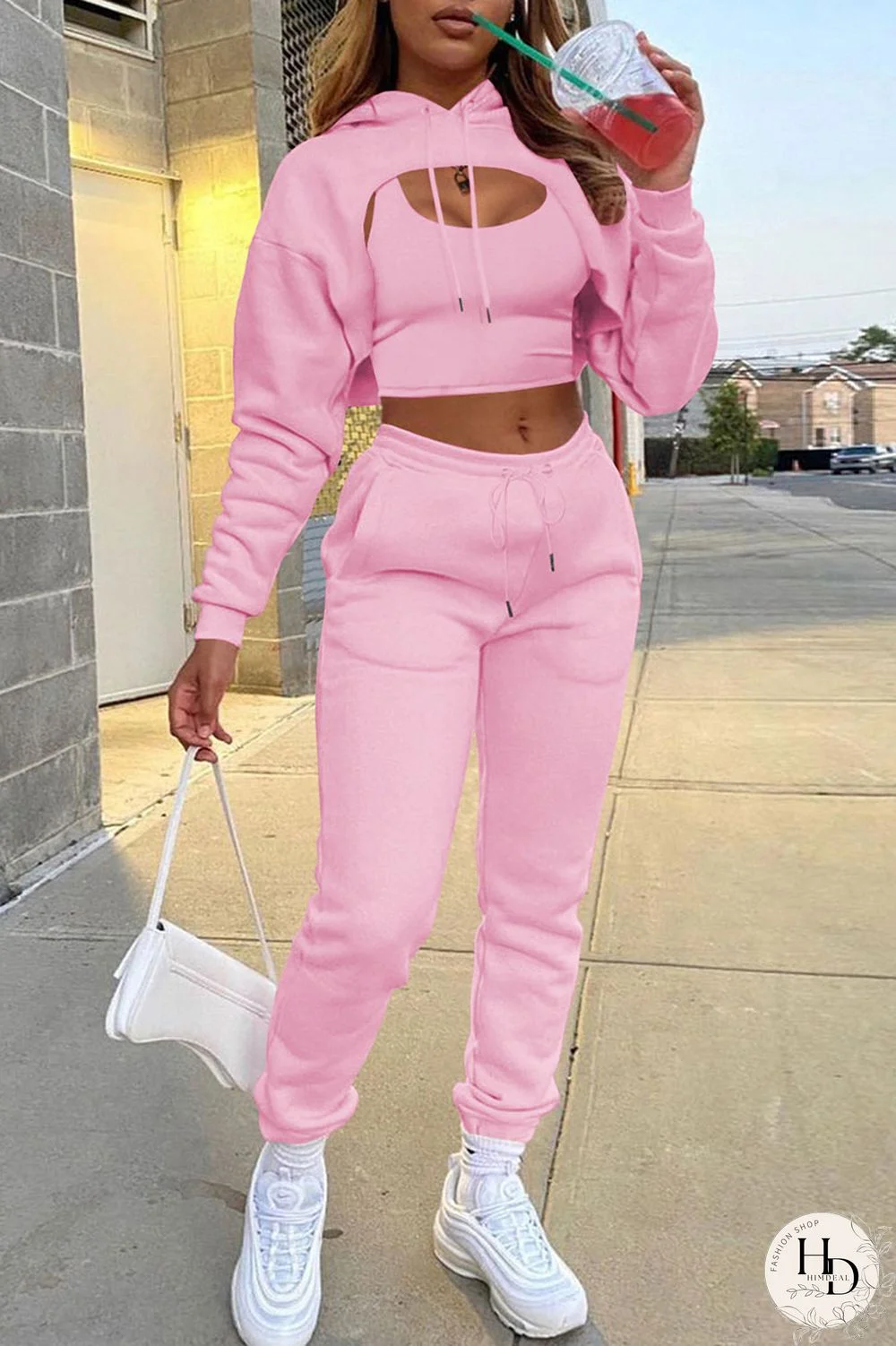 Dark Gray Casual Street Solid Patchwork Hooded Collar Long Sleeve Three Pieces