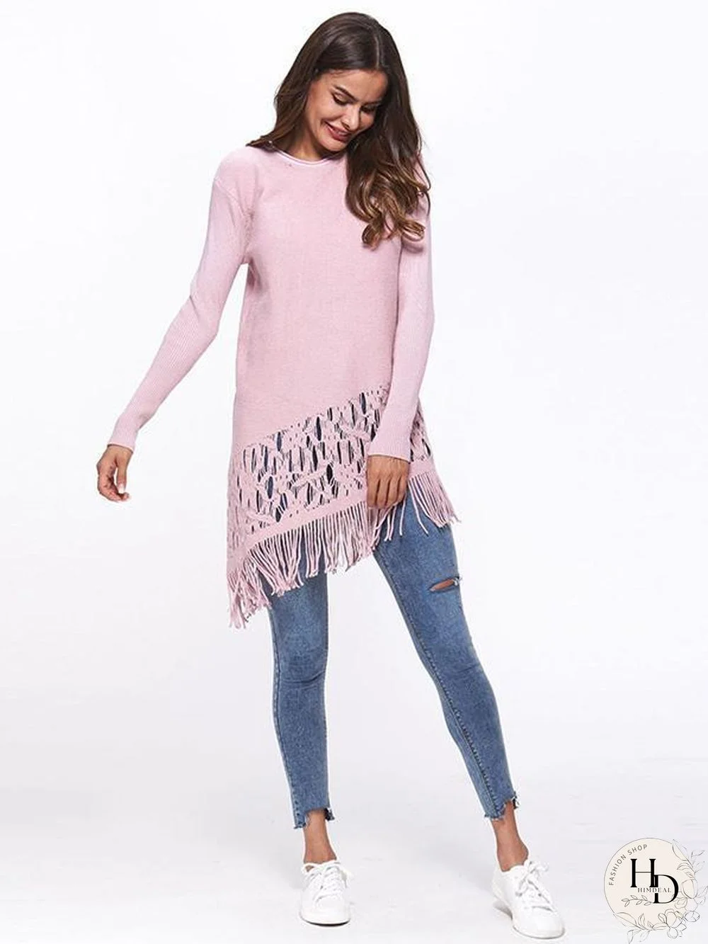 Tasseled Long Sleeves Knitting Sweater Tops