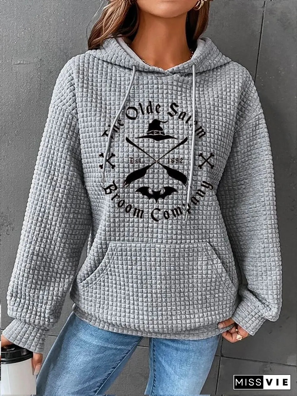 Women's Halloween The Old Salem Witch Company Est.1692 Print Waffle Hoodie