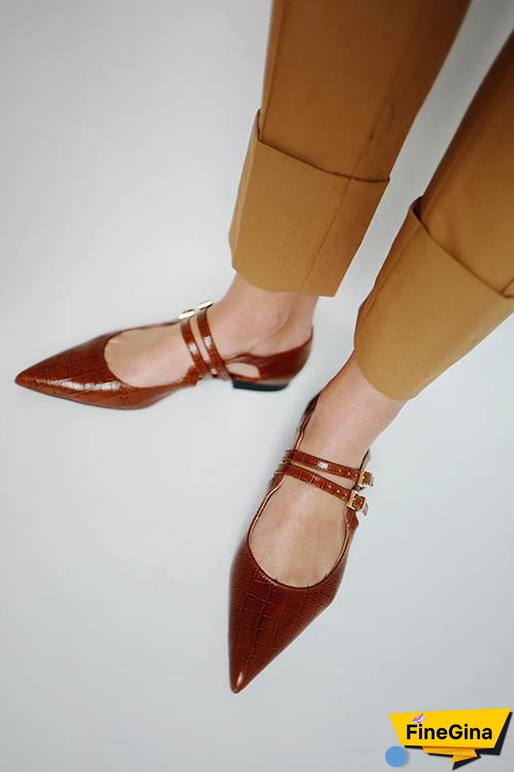 Point Toe Strap Flats
