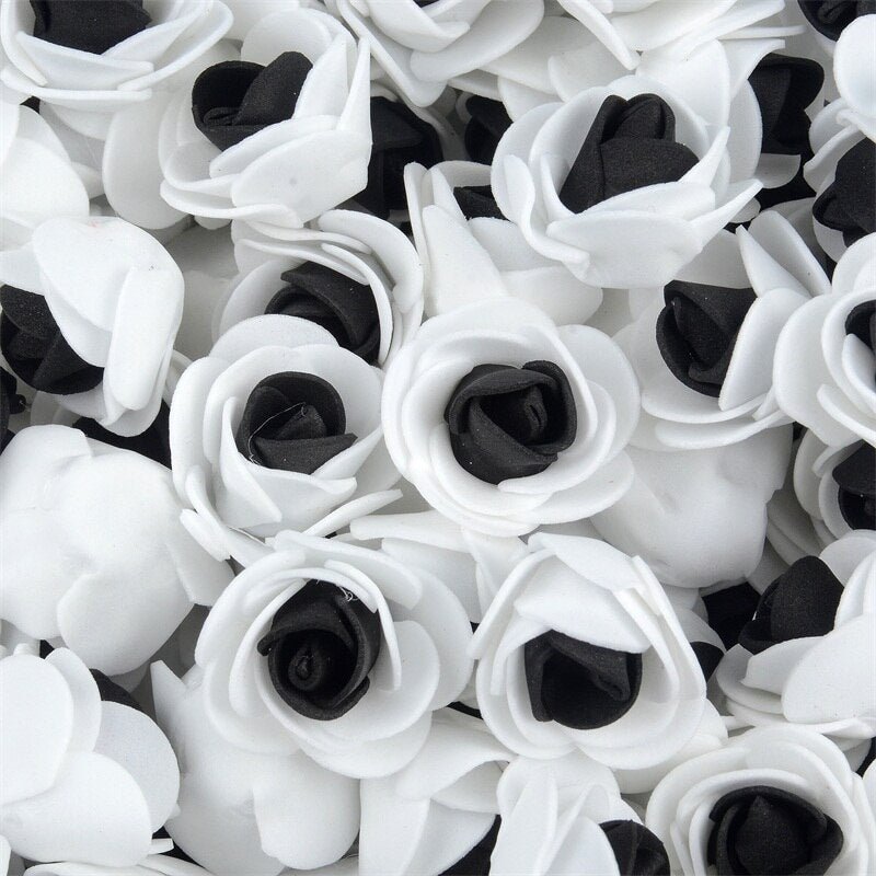 50PCS PE Foam Artificial Rose Flower Head Handmade DIY Wedding Home Decoration DIY Scrapbooking Double color Fake Flowers Craft