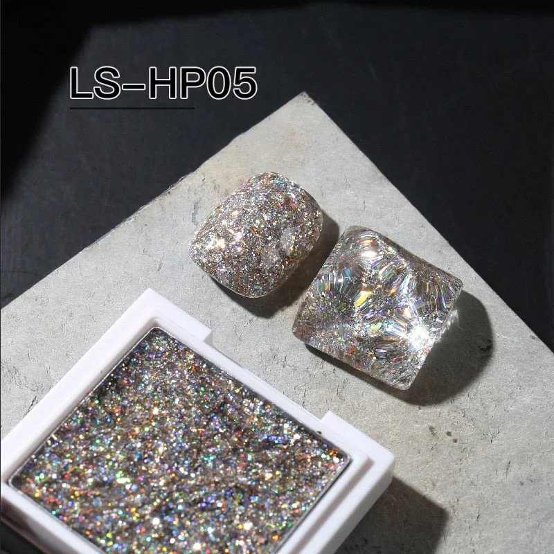 Nail UV Gel Polish Soak off Glitter Sequins Multi Color Solid Color Gel Glitter Palette Nail Art Decoration Gel Manicures Tool-Nail Inspo