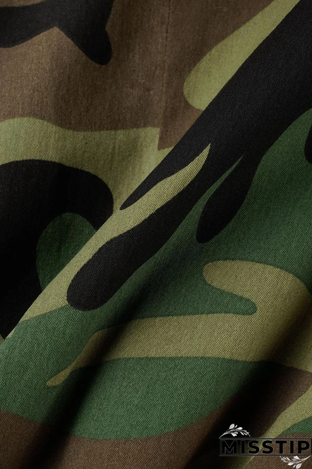 Camouflage Casual Street Print Camouflage Print Patchwork Turn-back Collar Outerwear