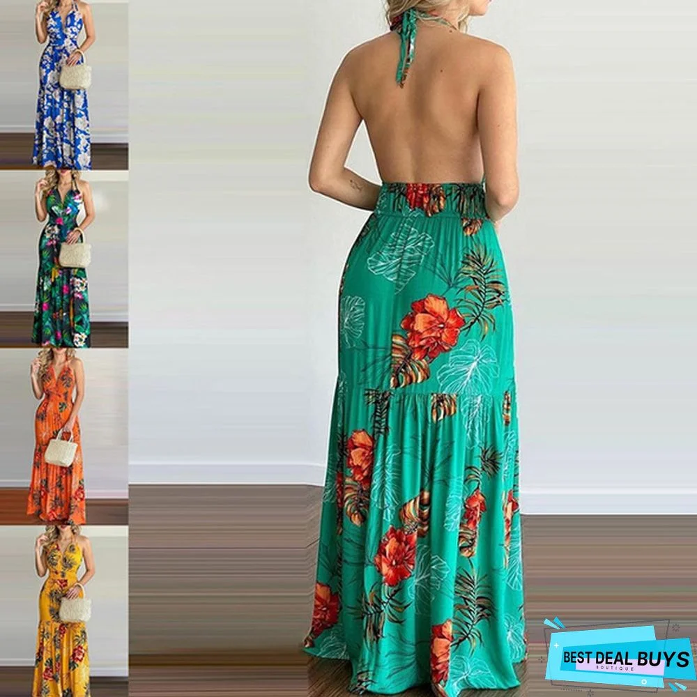 Printed Backless Dress