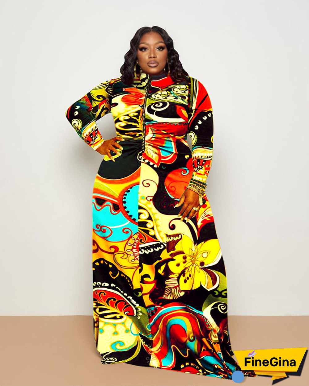 plus size printed maxi dress